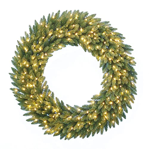 artplants.de Künstlicher Tannenkranz Amarillo, grün, LEDs, Ø 90 cm - Türkranz Weihnachten von artplants