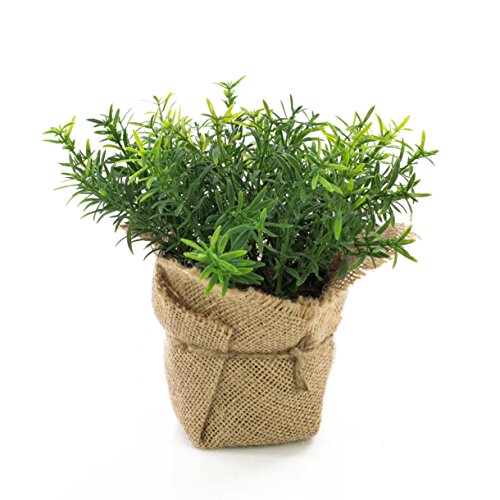 artplants.de Künstlicher Thymian Vitus im Jutesack, grün, 18cm - Kunstpflanze - Kräuter Pflanze von artplants