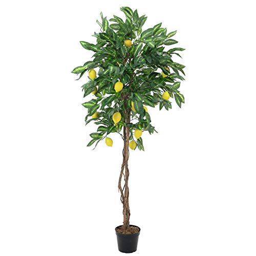 artplants.de Künstlicher Zitronenbaum, 40 Früchte, Naturstamm, 1050 Blätter, 180cm - Kunstbaum - Künstliche Früchte von artplants