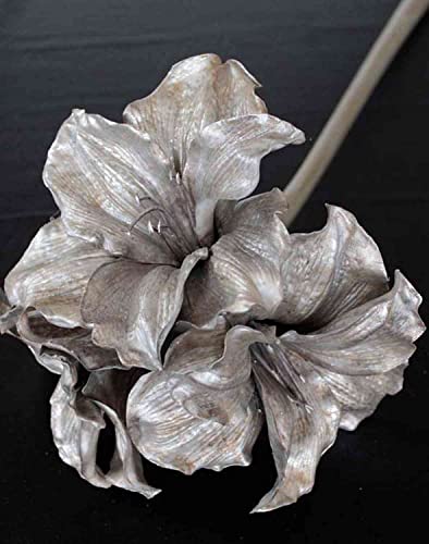 artplants.de Kunst Amaryllis Keisha, Silber, 80cm - Textil Amaryllis von artplants
