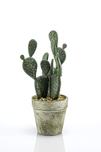 artplants.de Kunst Feigenkaktus ACEDERA im Dekotopf, grün, 20cm - Plastik Kaktus/Dekokaktus Felsenkaktus von artplants