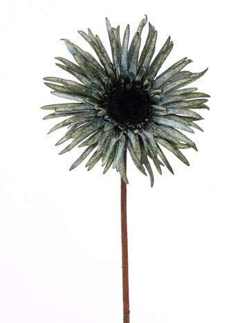 artplants.de Kunst Gerbera SIEDA, blau-grün, 65cm, Ø10cm - Dekoblumen künstlich von artplants