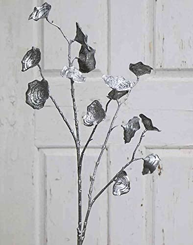 artplants.de Kunst Ginkgozweig ARWID mit Glitzer, Silber, 105cm - Künstlicher Ginkgo Zweig von artplants.de