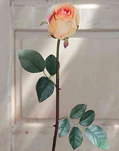 artplants.de Kunst Rose SAPINA, gelb-orange, 60cm, Ø6cm - Samt Rose von artplants