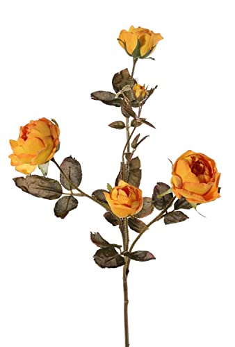artplants.de Kunst Rosen Zweig Sitara, orange-gelb, 75cm, Ø5-8cm - Dekozweig von artplants