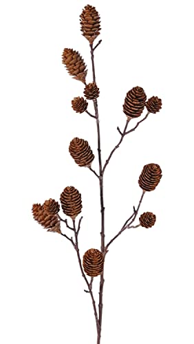 artplants.de Kunst Tannenzweig Tegmen mit Tannenzapfen, braun, 100cm - Kunststoff Zweig von artplants