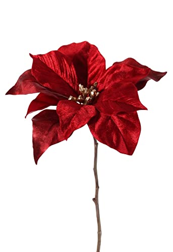 artplants.de Kunst Weihnachtsstern Sheba, samt, rot, 55cm, Ø23cm - Poinsettia Kunstpflanze von artplants