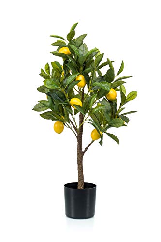 artplants.de Kunst Zitronenbaum ALLANDE mit Früchten, 70cm - Limonenbaum künstlich/Kunststoffbaum von artplants