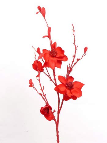artplants.de Kunstblume Magnolie Sandy, Glitzer, rot, 115cm - Deko Blumen/Textilblumen von artplants