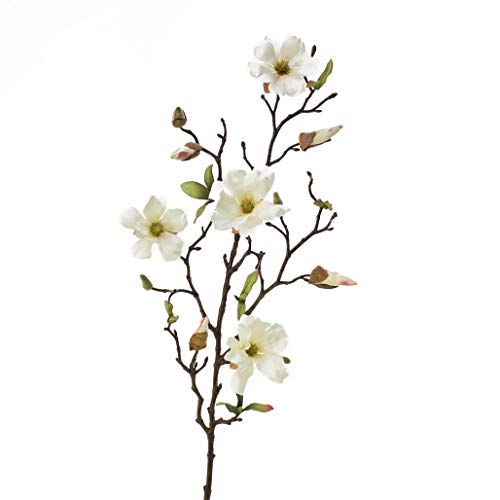 artplants.de Kunstblume Magnolienzweig LILO, 4 Blüten, Knospen, Creme - weiß, 75cm - Seidenblumen Magnolie - Kunstzweig von artplants