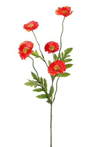 artplants.de Kunstblume Mohnblume Keira, orange, 65cm, Ø 5cm - Künstlicher Klatschmohn von artplants