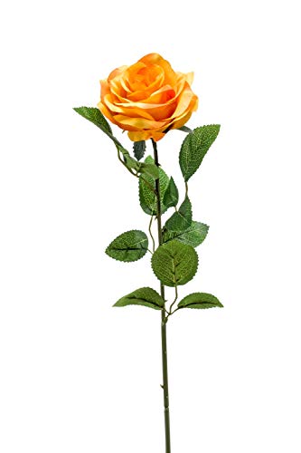 artplants.de Kunstblume Rose PEZOS, gelb-orange, 60cm - Kunstrose/Seidenrose von artplants.de