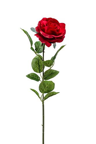 artplants.de Kunstblume Rose PEZOS, rot, 60cm - Kunstrose/Seidenrose von artplants
