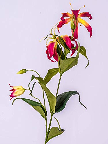 artplants.de Kunstblume Ruhmeskrone, pink - gelb, 80cm - Künstliche Gloriosa - Deko Blumen von artplants.de