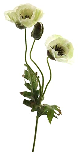 artplants.de Kunstblumen Zweig Mohnblume XINXIU, Creme, 70 cm - Künstliche Blume von artplants
