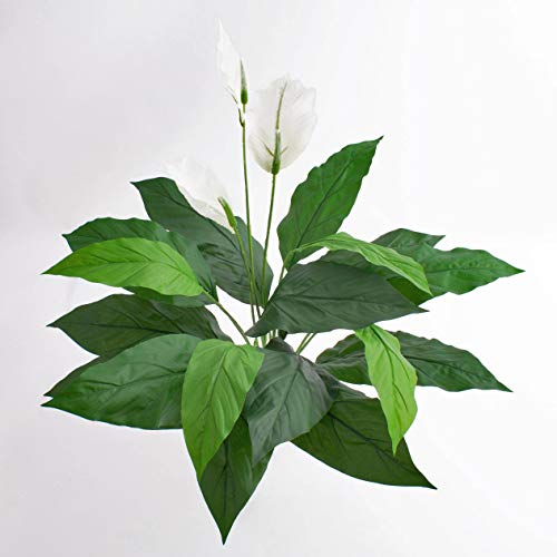 artplants.de Kunstpflanze Spathiphyllum Romy, weiß, 3 Blüten, 17 Blätter, auf Steckstab, Deluxe, 70cm - Deko Pflanzen - Kunstblumen von artplants.de