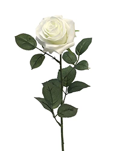 artplants.de Kunstrose Kailin, weiß, 65 cm - Künstlicher Blumenzweig von artplants