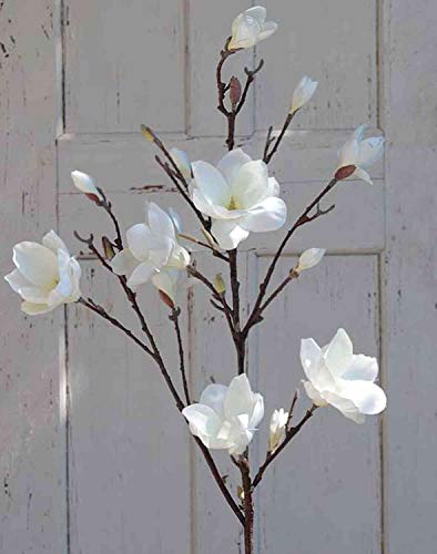 artplants.de Magnolienzweig künstlich YONA, Creme-weiß, 130cm - Kunst Magnolia/Textilblume von artplants