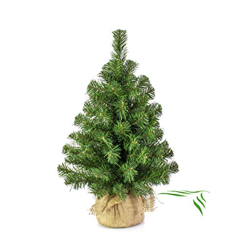 artplants.de Mini Weihnachtsbaum WARSCHAU, gün, Jutesack, 60cm, Ø 40cm - Künstlicher Christbaum von artplants.de