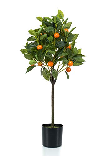artplants.de Orangenbaum künstlich BIMENES mit Früchten, 75cm - Orangenbaum Kunstpflanze/Apfelsinenbaum Kunststoff von artplants