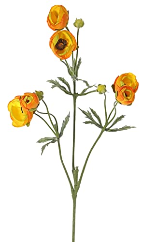 artplants.de Ranunkel künstlich Yaris, gelb-orange, 65cm, Ø3-4,5cm - Kunstblumen Ranunkel von artplants.de