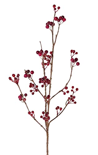 artplants.de Schneebeeren Kunstzweig Harmonia, Beeren, Burgunderrot, 80cm - Symphoricarpos künstlich von artplants.de