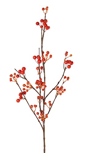 artplants.de Schneebeeren Kunstzweig Harmonia, Beeren, orange, 80cm - Symphoricarpos künstlich von artplants