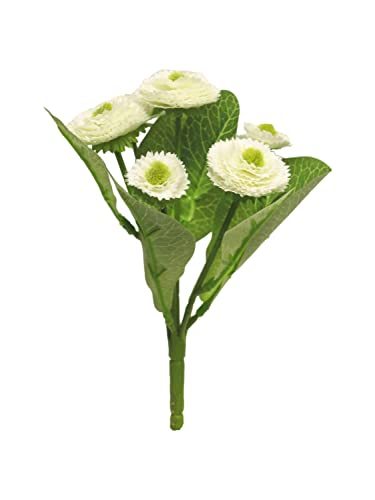 artplants.de Textilblume Bellis SUMIAN auf Steckstab, Creme, 20 cm - Deko Blume von artplants.de