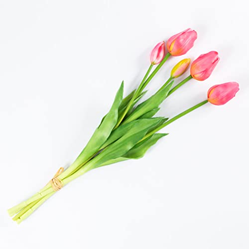 artplants.de Tulpenstrauß künstlich LONA, rosa-grün, 45cm, Ø15cm - Kunstblumenstrauß/Textilblumen von artplants