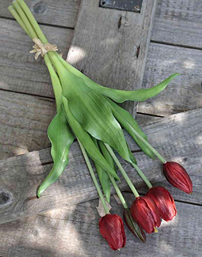 artplants.de Tulpenstrauß künstlich LONA, rot, 35cm, Ø15cm - Kunstblumenstrauß/Textilblumen von artplants.de