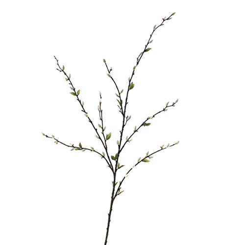 artplants.de Weidenkätzchen Kunstzweig, 55 graue Blüten, 24 Blättchen, 120cm - Künstlicher Zweig von artplants