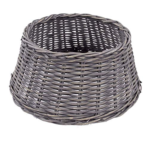 artplants.de Weihnachtsbaumkorb Macario aus Rattan, grau, 26cm, Ø65cm - Christbaum Rock von artplants