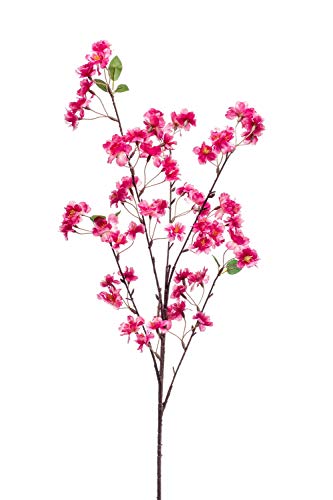 artplants.de Dekozweig Zierpfirsich Santana mit Blüten, pink, 100cm - Kunstzweig/Pfirsichblüten Zweig Deko von artplants