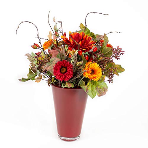 artplants.de Künstlicher Herbst Strauß HELIANTA, orange-braun, 40cm, Ø30cm - OHNE VASE - Künstlicher Blumenstrauß von artplants