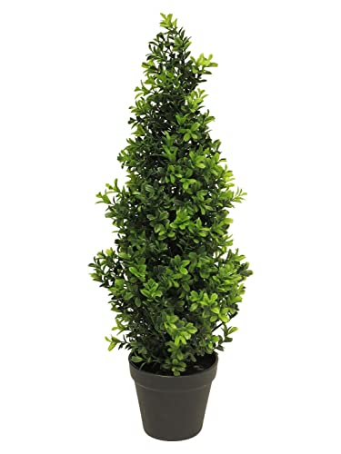 artplants.de Kunst Buchsbaum Pyramide Tom, im Übertopf, 60 cm - Künstlicher Formschnitt von artplants