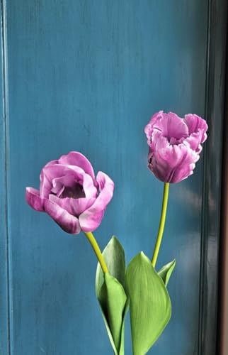 artplants.de Kunst Tulpe PJASSINA, violett-weiß, 65cm - Künstliche Tulpe von artplants