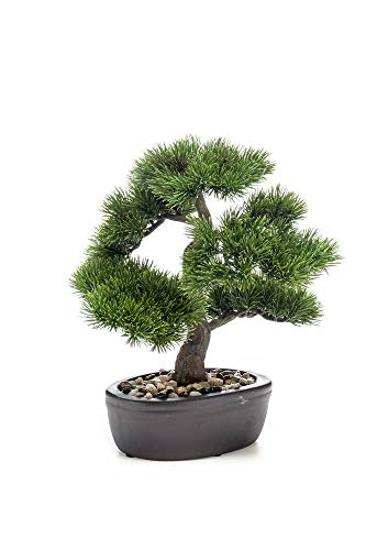 artplants.de Plastik Bonsai Pinie GALDOS in Schale, 30cm - Bonsai Baum Künstlich - Bonsai Pinie Unecht von artplants