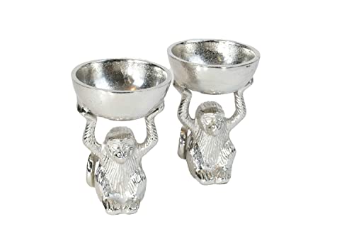 Artra Design GmbH Deko Figur AFFE 'Cheeta' 2er Set Deko AFFE Tischdeko Geschenk Silber Schale von Artra Design GmbH