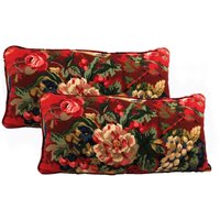 2 Rote Lendenkissenbezüge Floral Sham Kissenbezüge Rechteck, Kissen Werfen Sofa Couch Wohnkultur Wohnzimmer Schlafzimmer Familienzimmer von artsandcreations