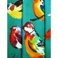 Tülle Top Vogel Vorhänge Panels Pfau Petrol Grün Print Ösen, Wohnzimmer Schlafzimmer Blau Gelb Fenster Behandlung Home Decor von artsandcreations