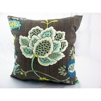 Kissenbezüge Dekorative Blumen Petrol Grau Dunkelgrau Kissen, Couch Akzent Überwurf Sofa Dekor Shams von artsandcreations