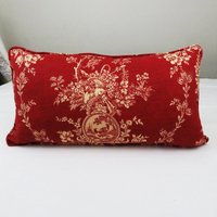 Lendenkissen 14 X 22 Rot Toile Lenden Dekokissen Abdeckung Couch Stühle Bett, Cording Und Country Floral French Style Home Decor von artsandcreations