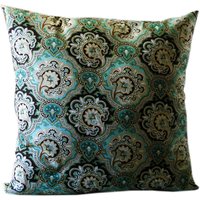 Medaillon Paisley Kissenbezug Fall Werfen Kissen, Dekor Gold Grün Dekorative Shams Floral von artsandcreations