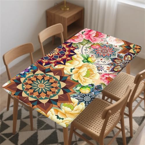 Rechteckige Tischdecken mit elastischem Rand für sicheren Sitz 30x48In（76 x 120 cm ） Abwischbare tischdecken aus PVC-freiem Stoff Verschiedene Blumen Designs für den Innen- und Außenbereich von artslion