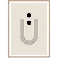 artvoll - Graphic Arches U Poster, beige, mit Rahmen , Eiche natur, 70 x 100 cm von artvoll