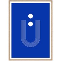 artvoll - Graphic Arches U Poster, blau, mit Rahmen , Eiche natur, 21 x 30 cm von artvoll