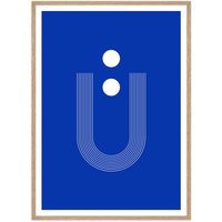 artvoll - Graphic Arches U Poster, blau, mit Rahmen , Eiche natur, 70 x 100 cm von artvoll