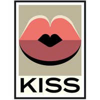 artvoll - Kiss No.1 Poster mit Rahmen, schwarz, 30 x 40 cm von artvoll