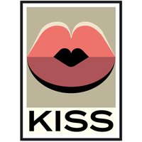 artvoll - Kiss No.1 Poster mit Rahmen, schwarz, 50 x 70 cm von artvoll