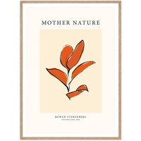 artvoll - Orange leaf Poster mit Rahmen, Eiche natur, 50 x 70 cm von artvoll